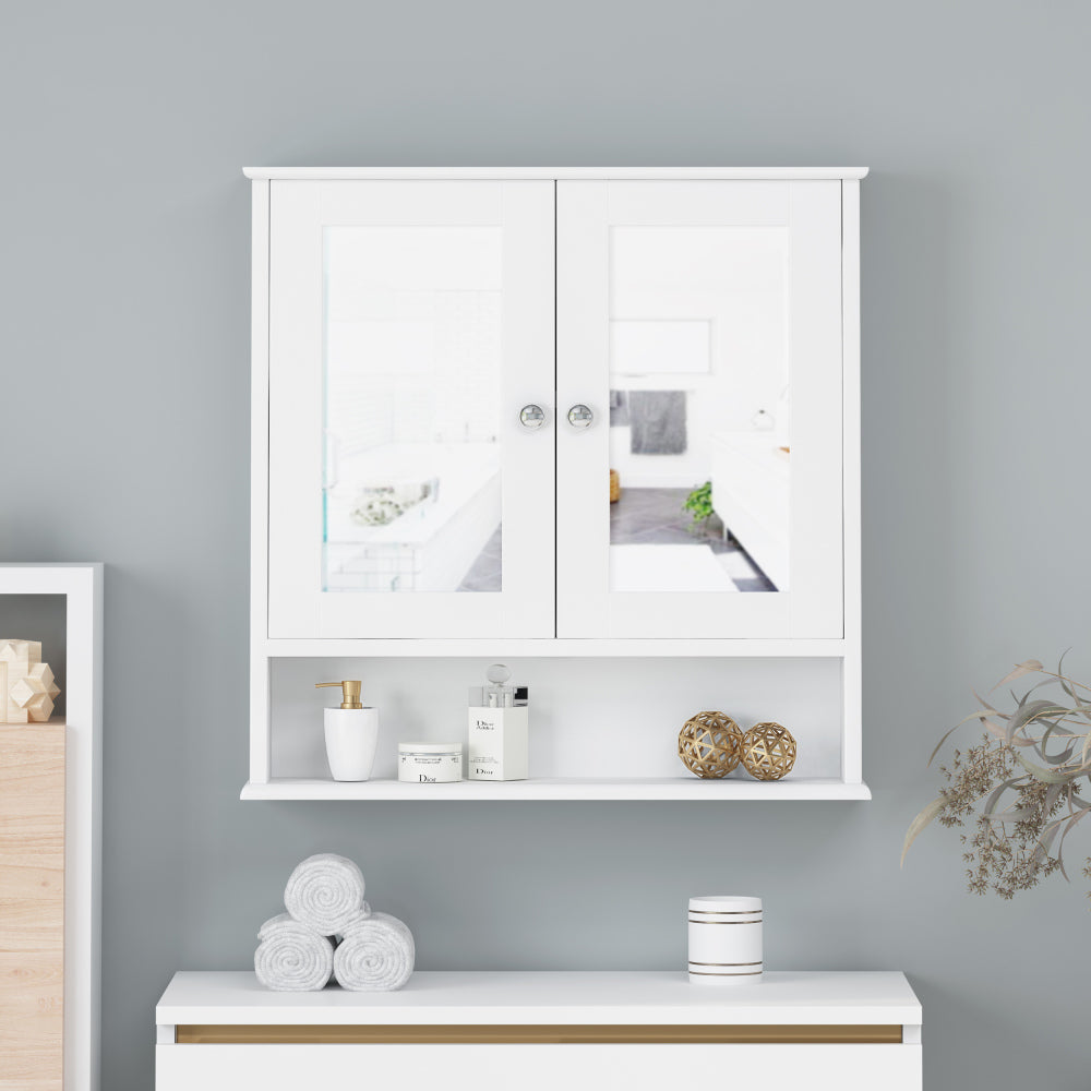 20" Bathroom Vanity with Matching Mirror Medicine Cabinet Combo Set, Modern Bathroom Storage Cabinet with Ceramic Sink, Wall-Mounted Medicine Cabinet for Bathroom, White