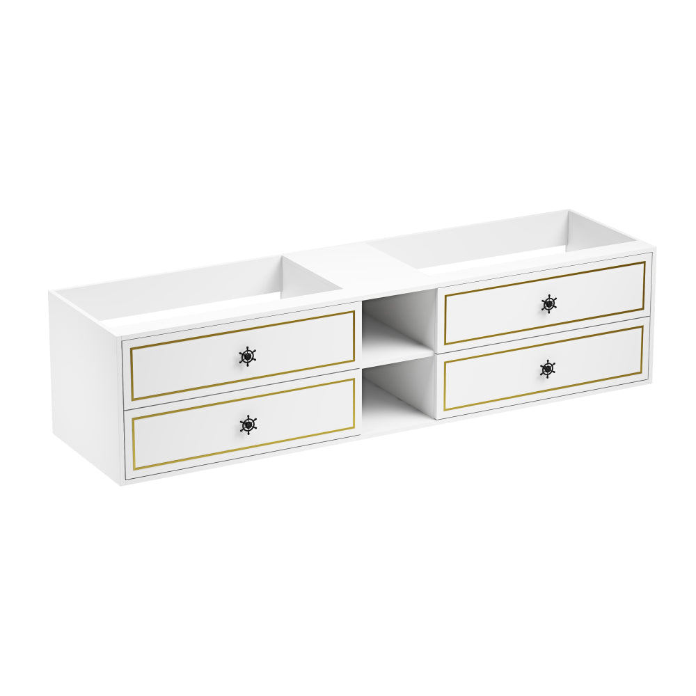 84" Wall Hung Bathroom Vanity Cabinet Fits Double Sinks, Cabinet Only (Countertop and Sinks Not Included)