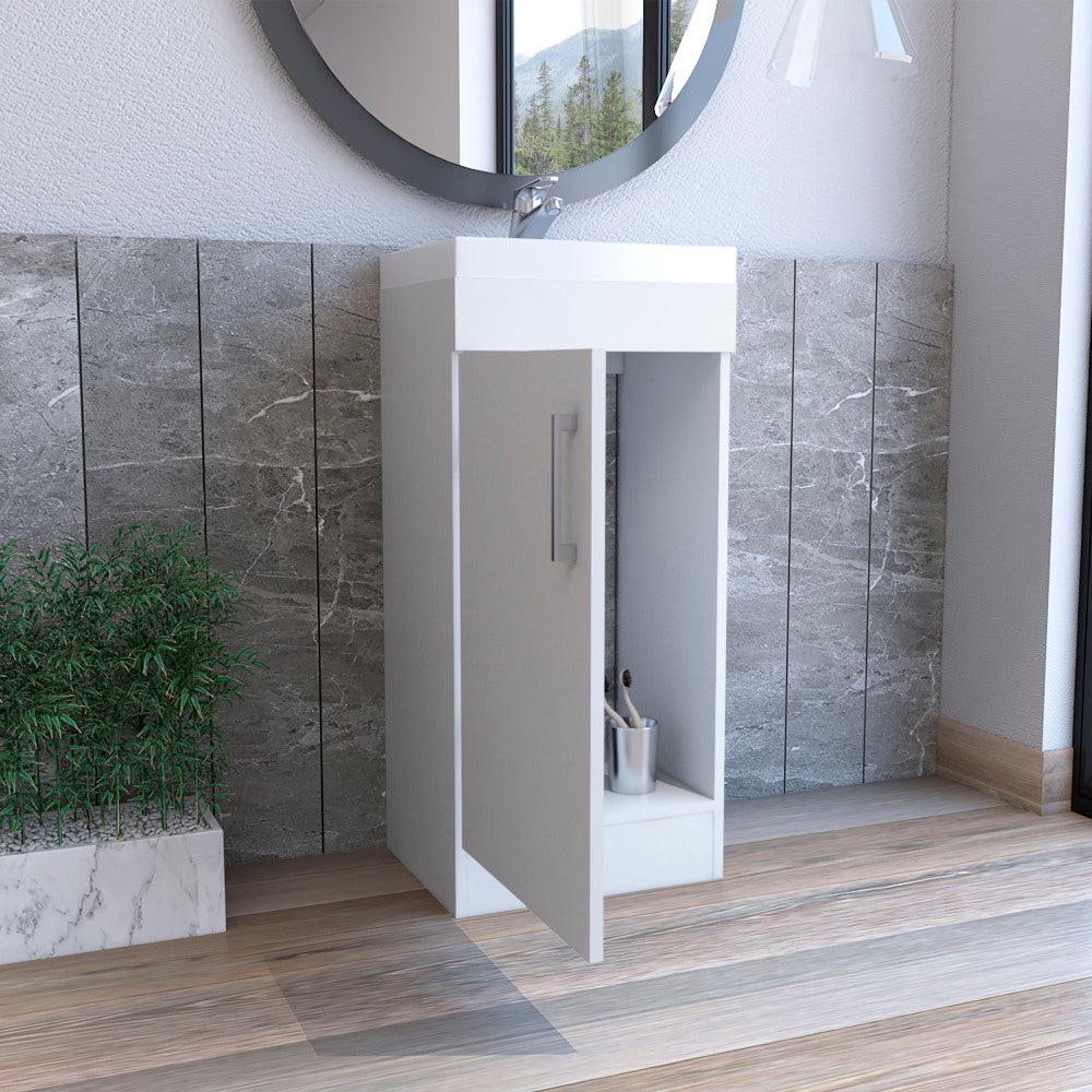 Bathroom Vanity, Single Door Cabinet, White