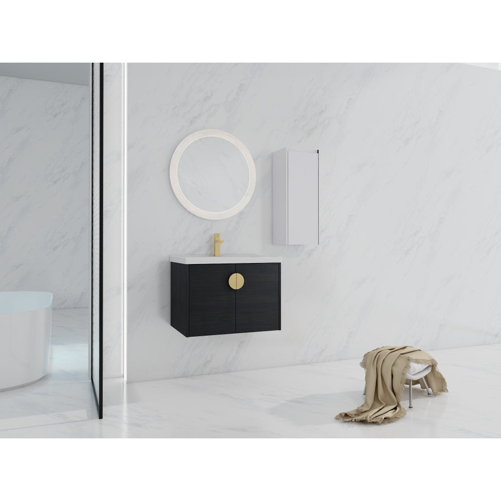 28" Wall-Mounted Bathroom Vanity With Ceramic Sink and Side Cabinet, Soft Close Doors, 00112WH-06328BCT Combination Cabinet(KD-Packing)