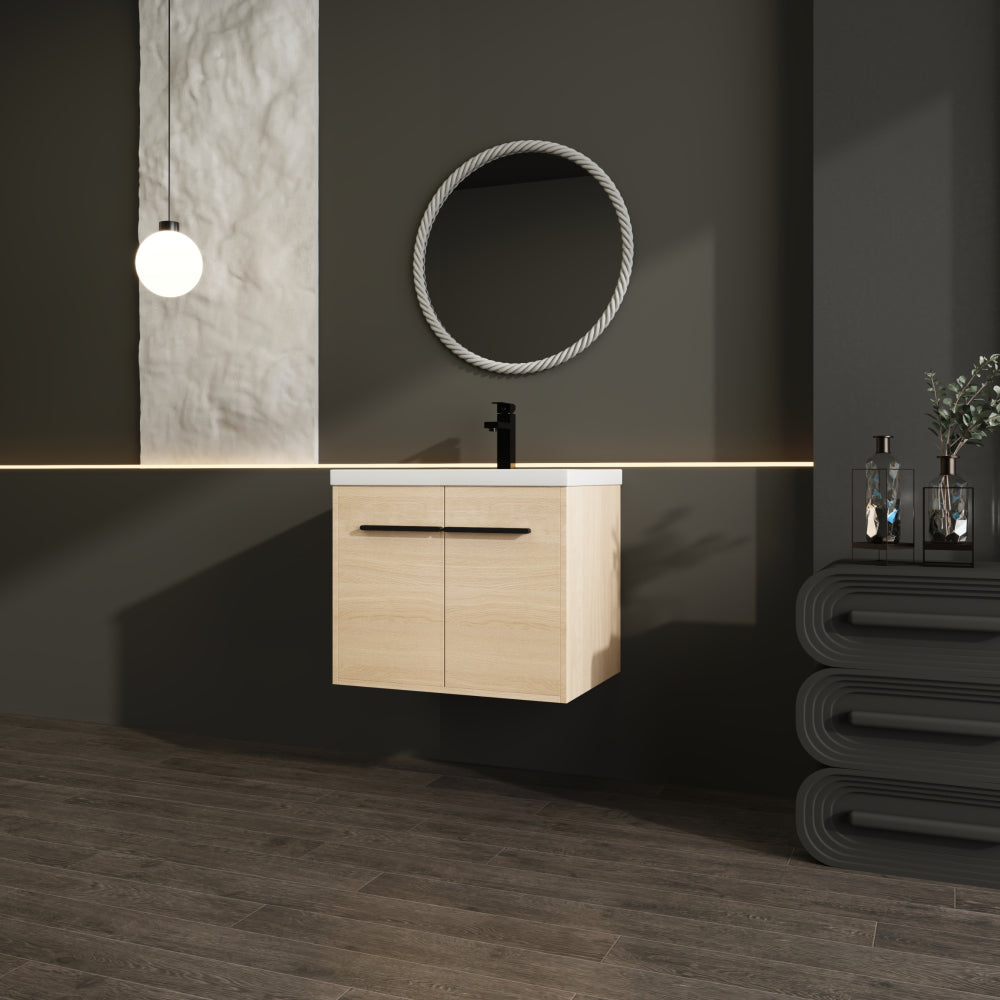 LEVISTAR Brown 36 Inch Bathroom Vanity with resin Countertop Sink, 2 Doors Bathroom Cabinet Set