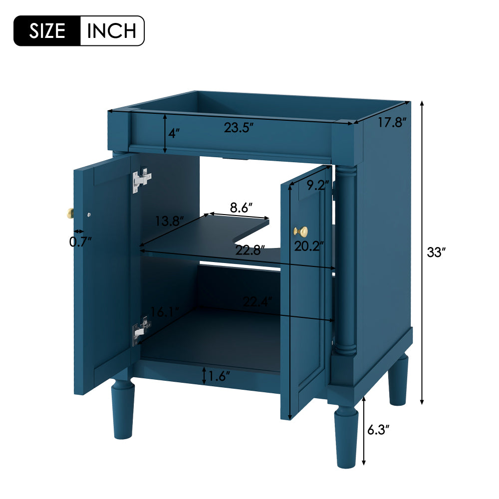 24'' Bathroom Vanity without Sink, 2-Tier Modern Bathroom Storage Cabinet, Single Sink Bathroom Vanity, Large Storage Shelves (NOT INCLUDE BASIN SINK)