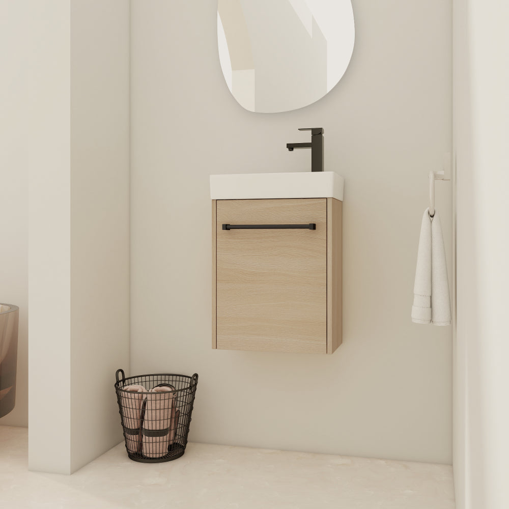 Melamine cabinet 20'' Floating Wall-Mounted Bathroom Vanity with Resin Sink & Soft-Close Cabinet Door