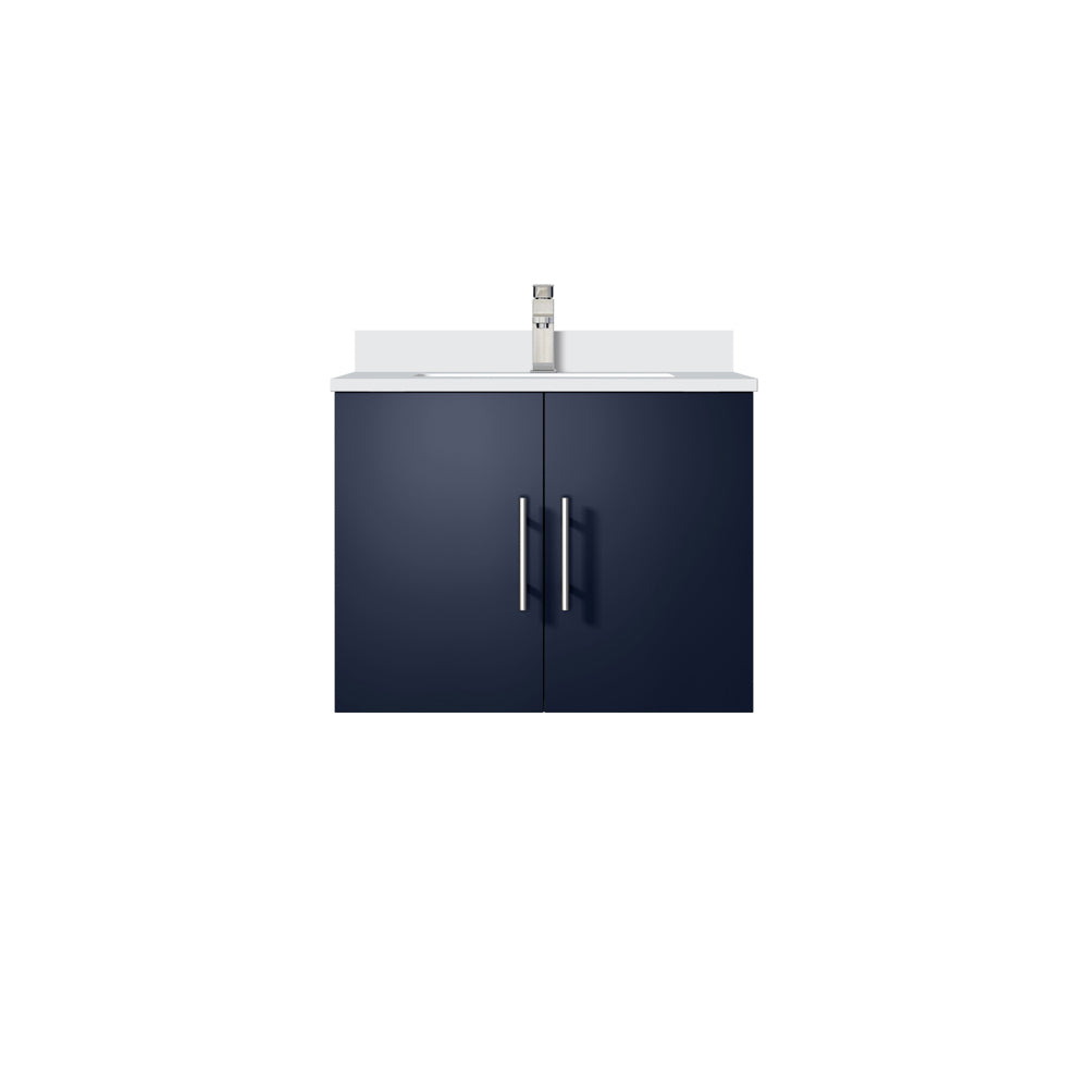 Navy Blue Bath Vanity 24 in. W x 22 in. D, White Quartz Top, and Faucet Set