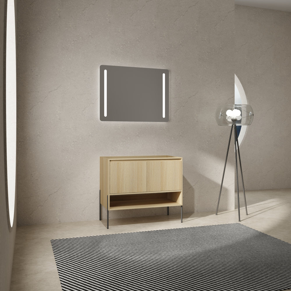 48" Bathroom Vanity Combo w/Single Resin Sink, Modern Storage Cabinet Set 3 Door, Multilayer solid wood, Oak