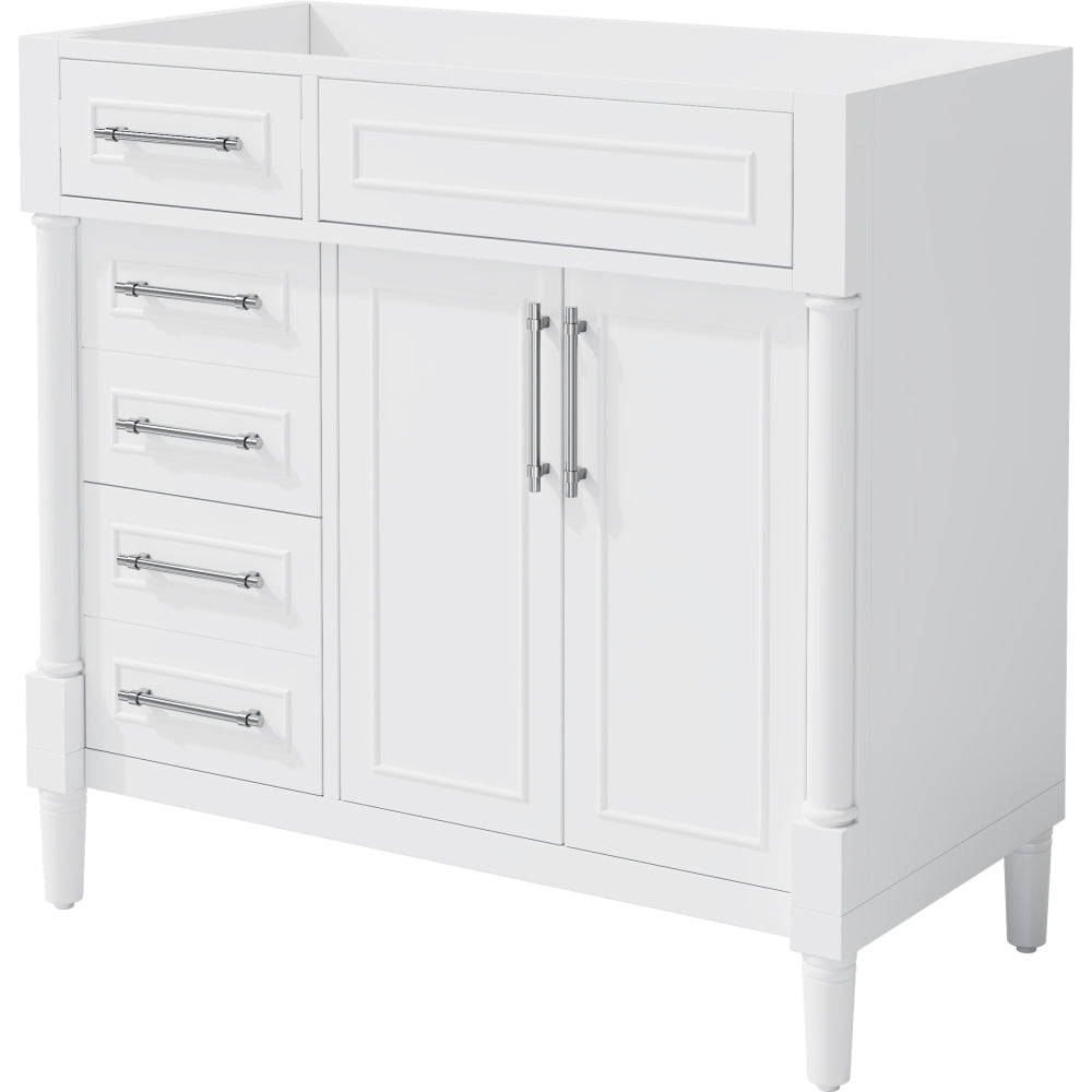 36'' Bathroom Vanity with Top Resin Sink, Freestanding Bathroom Storage Cabinet with 2 Drawers and a Tip-out Drawer, Solid Wood Frame Vanity Set, Height Adjustable Shelf