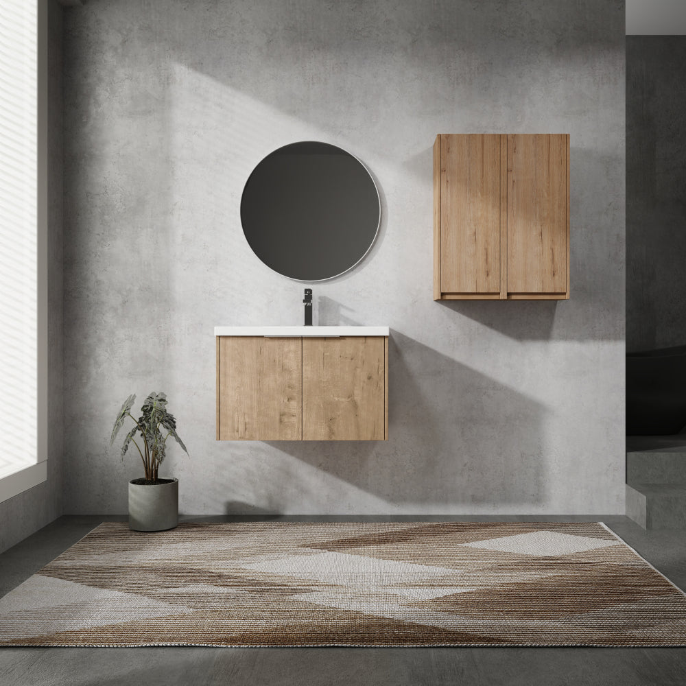 30" Wall-Mounted Bathroom Vanity With Sink and Side Cabinet, Soft Close Doors,00112IMO x 2-00630IMO Combination Cabinet(KD-Packing)