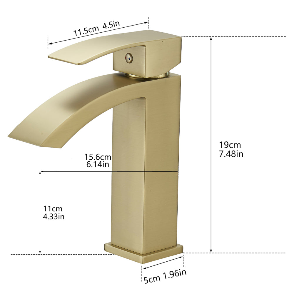 Brushed Gold Bathroom Faucet,Faucet for Bathroom Sink, Single Hole Bathroom Faucet Modern Single Handle Vanity Basin Faucet