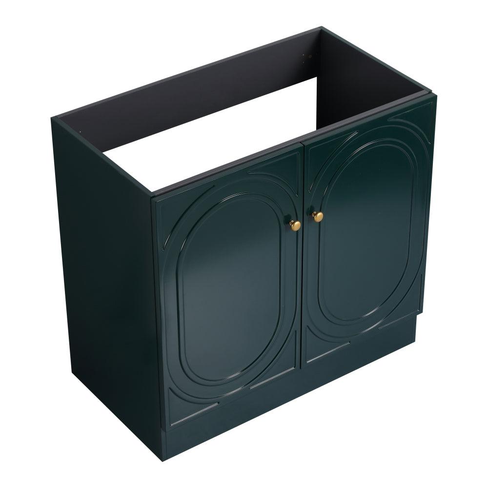 36" Freestanding Bathroom Vanity with White Resin Sink & 2 Soft-Close Cabinet Doors (KD-Packing)