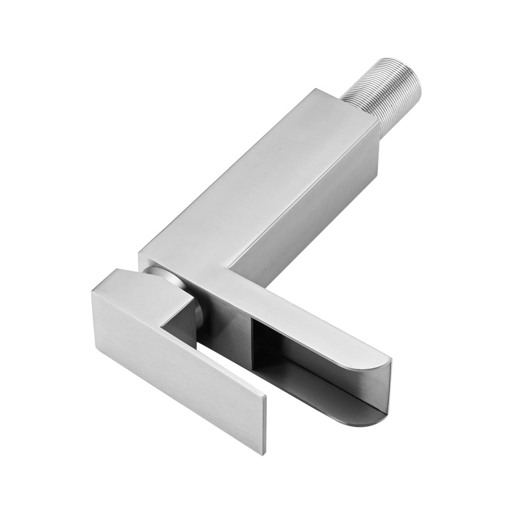 Waterfall Bathroom Faucet Brushed Nickel Single Handle Bathroom Sink Faucets 1 or 3 Hole Solid Vanity Faucet with Deck Plate & Overflow Pop Up Drain Brushed Nickel