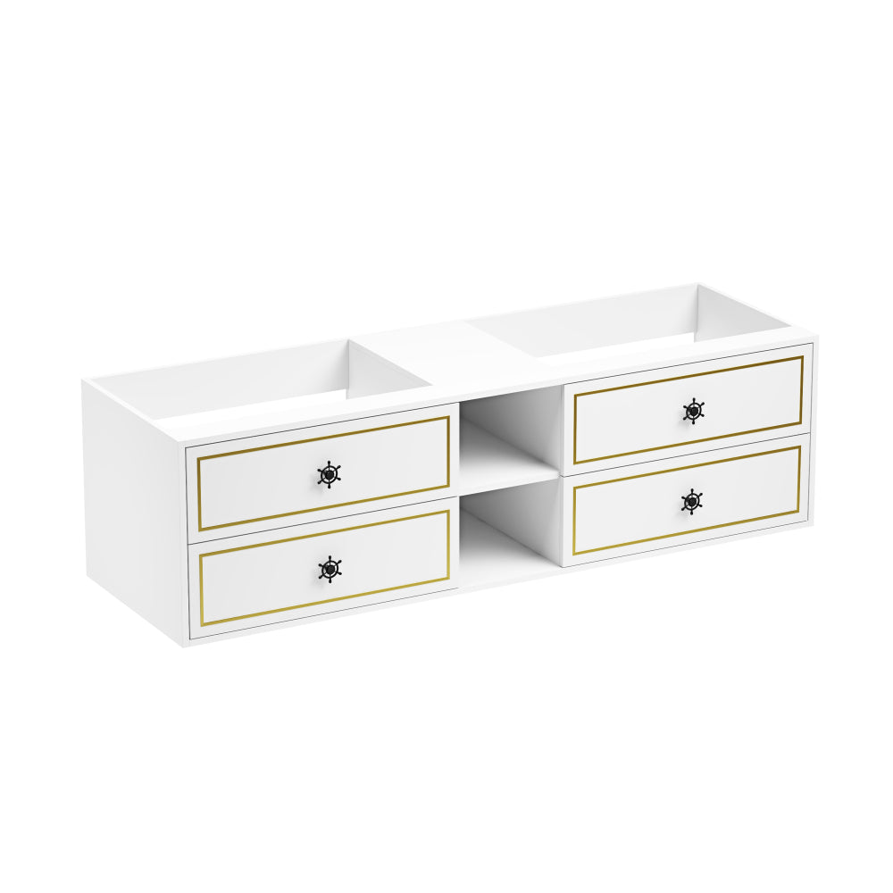 84" Wall Hung Bathroom Vanity Cabinet Fits Double Sinks, Cabinet Only (Countertop and Sinks Not Included)