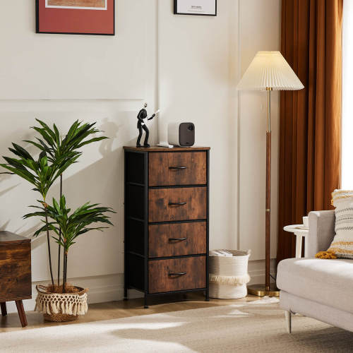 Drawers Dresser Chest of Drawers,Metal Frame and Wood Top,4bc,Black