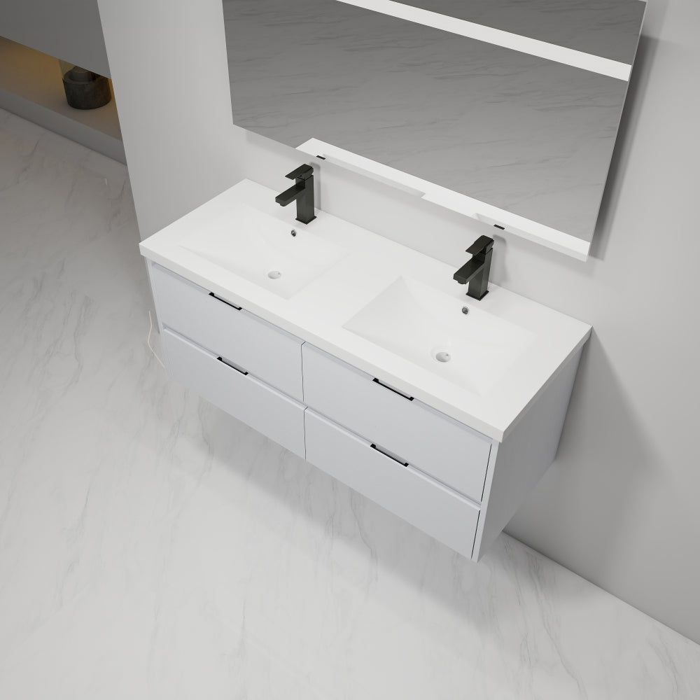 48 Inch Bathroom Vanity With Dual Sink, Resin Sink, 4 Soft Close Drawers, 48x18