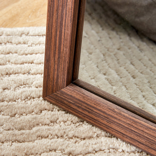 Third generation packaging upgrade, thickened border, brown wood grain solid wood frame full length mirror, dressing mirror, bedroom entrance, decorative mirror, and floor standing mirror. 57.9"*18.1"