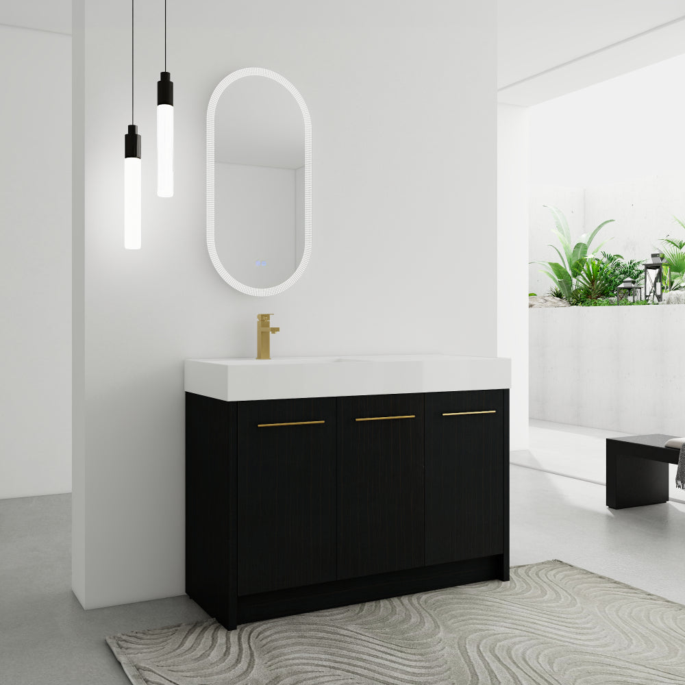 48 Inch Freestanding Bathroom Vanity with Resin Sink, With Soft Closing Door, KD-Package