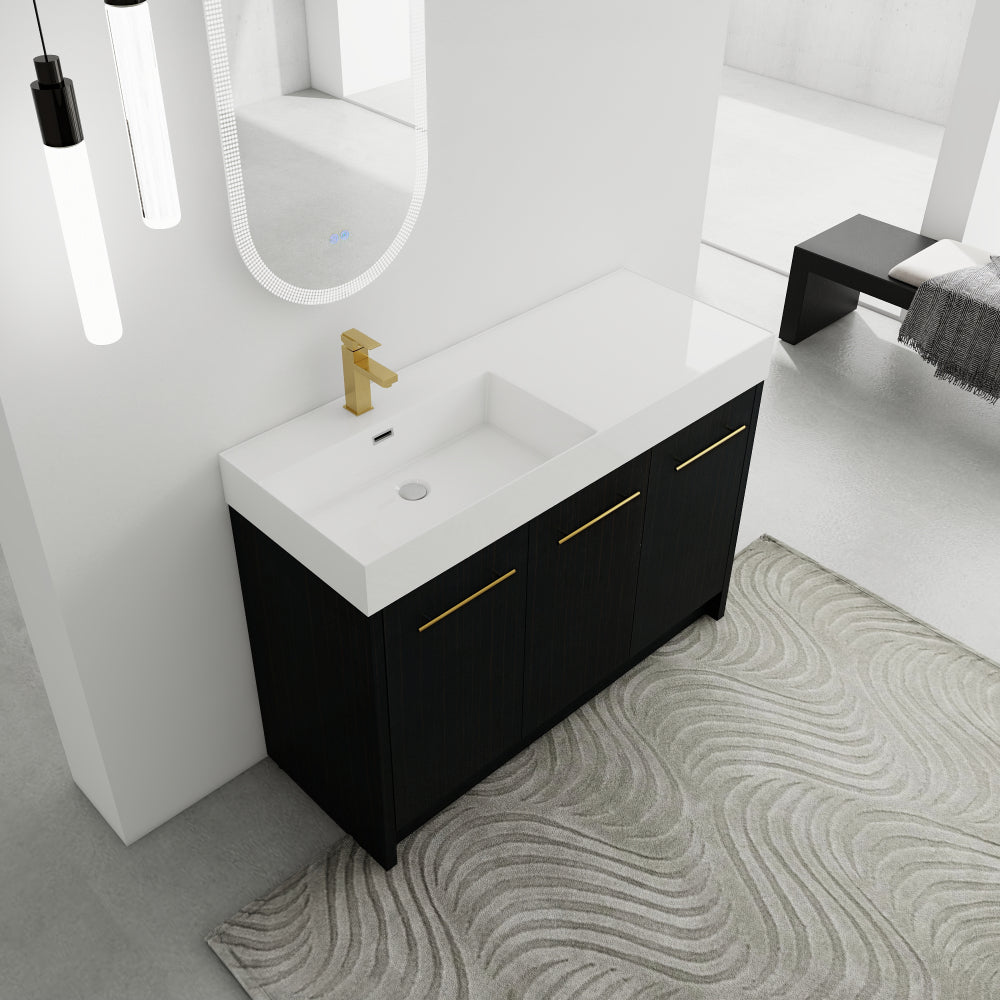 48 Inch Freestanding Bathroom Vanity with Resin Sink, With Soft Closing Door, KD-Package
