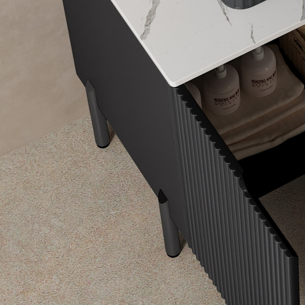 TURIO 30" Freestanding Cabinet without Basin, with Carrara White Sintered Stone Counter Top and 2 Doors, Black Color