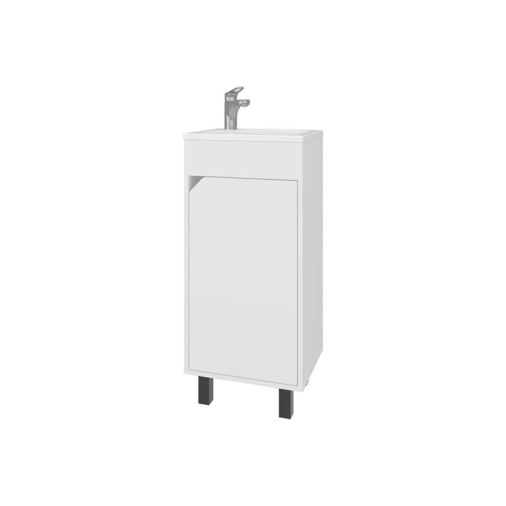 FM FURNITURE Quartzsite Bathroom Vanity with Integrated Sink and Faucet, White