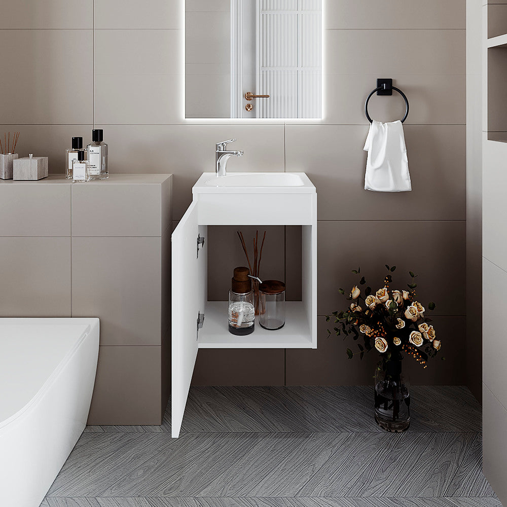 FM FURNITURE Haigleer Creek Bathroom Vanity with Integrated Sink and Faucet, White
