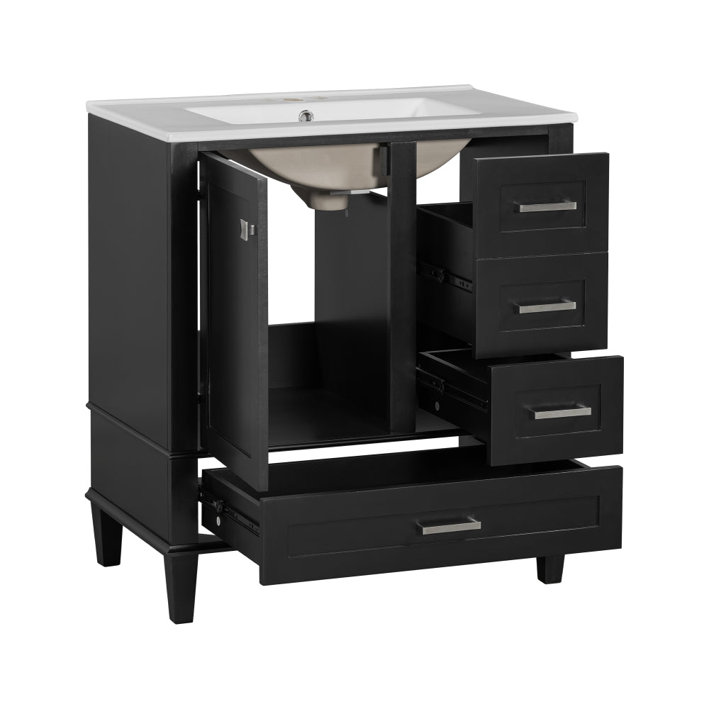 30" Bathroom Vanity in Green, Modern Bathroom Cabinet with Sink Combo Set, Bathroom Storage Cabinet with a Soft Closing Door and 3 Drawers, Solid Wood Frame