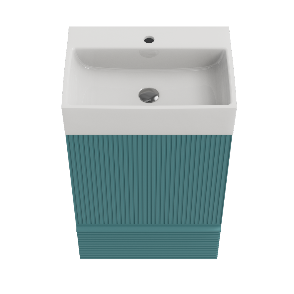 Gada 20" Striped Aquamarine Bathroom Vanity with Ceramic Sink, Freestanding Bathroom Cabinet for Modern Bathroom, KD