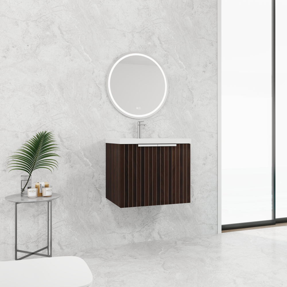 24 Inch Bathroom Cabinet With Resin Sink,Soft Close Doors,Float Mounting Design, For Small Bathroom