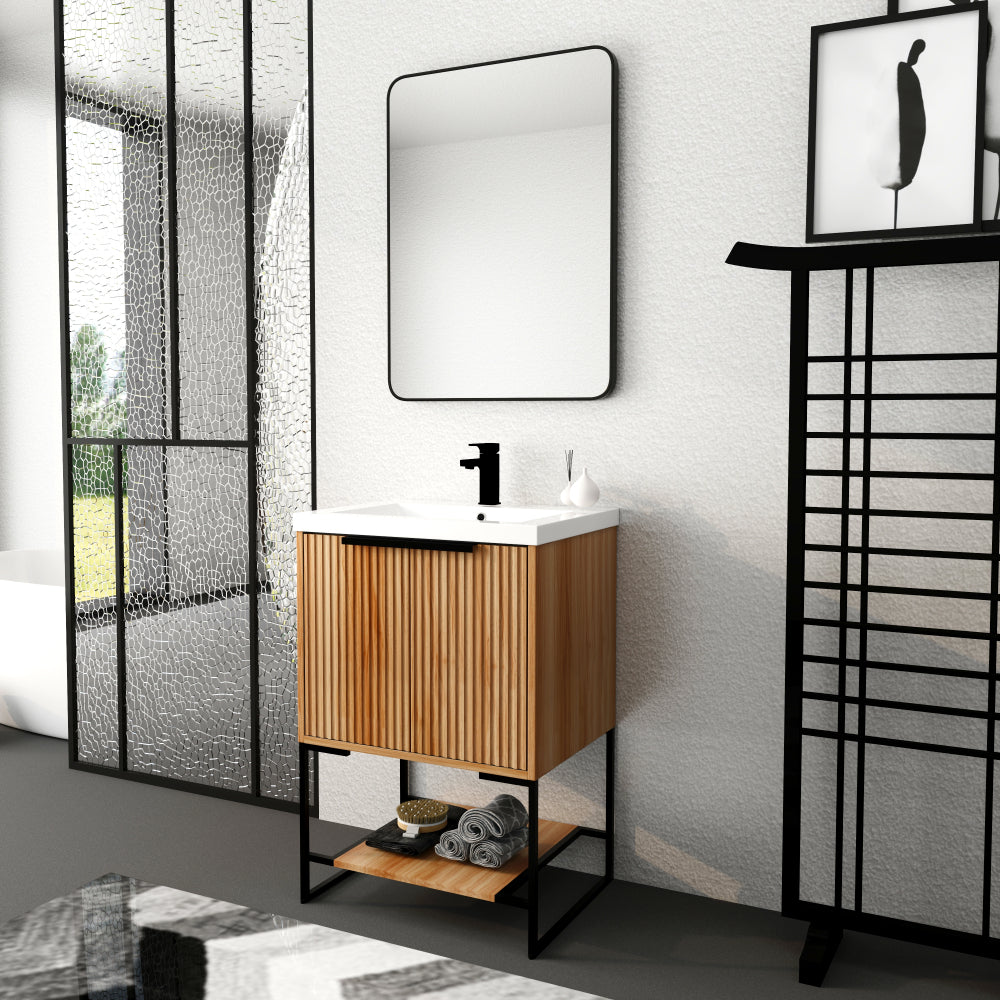 24 Inch Freestanding Bathroom Vanity With Resin Basin BVA01124MP-1,(W99981917)
