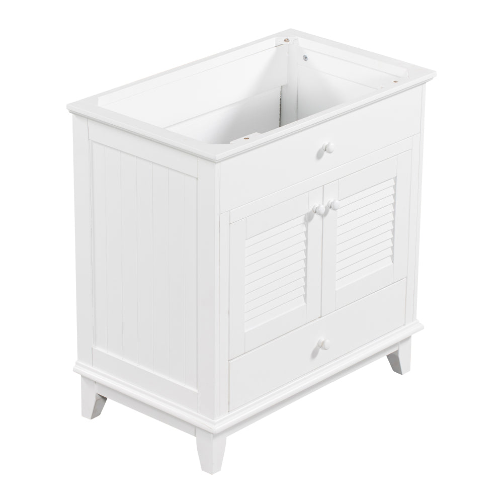 30" Bathroom Vanity with Sink, Bathroom Cabinet with Two Doors and One Drawer, White (OLD SKU: JL000005AAK-1)