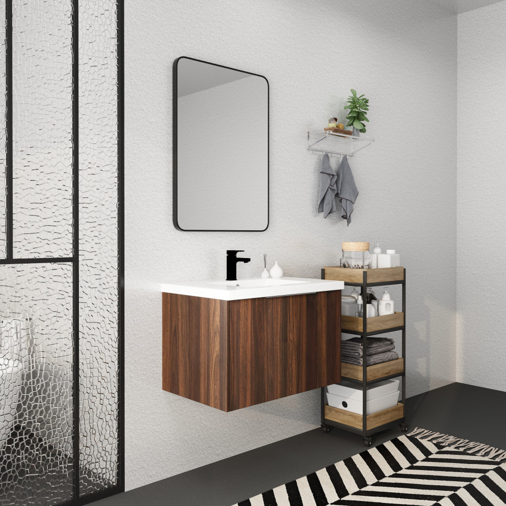 Melamine cabinet Soft Close Doors Bathroom Vanity With Sink,30 Inch For Small Bathroom,30x18-00630CAW(KD-Packing)