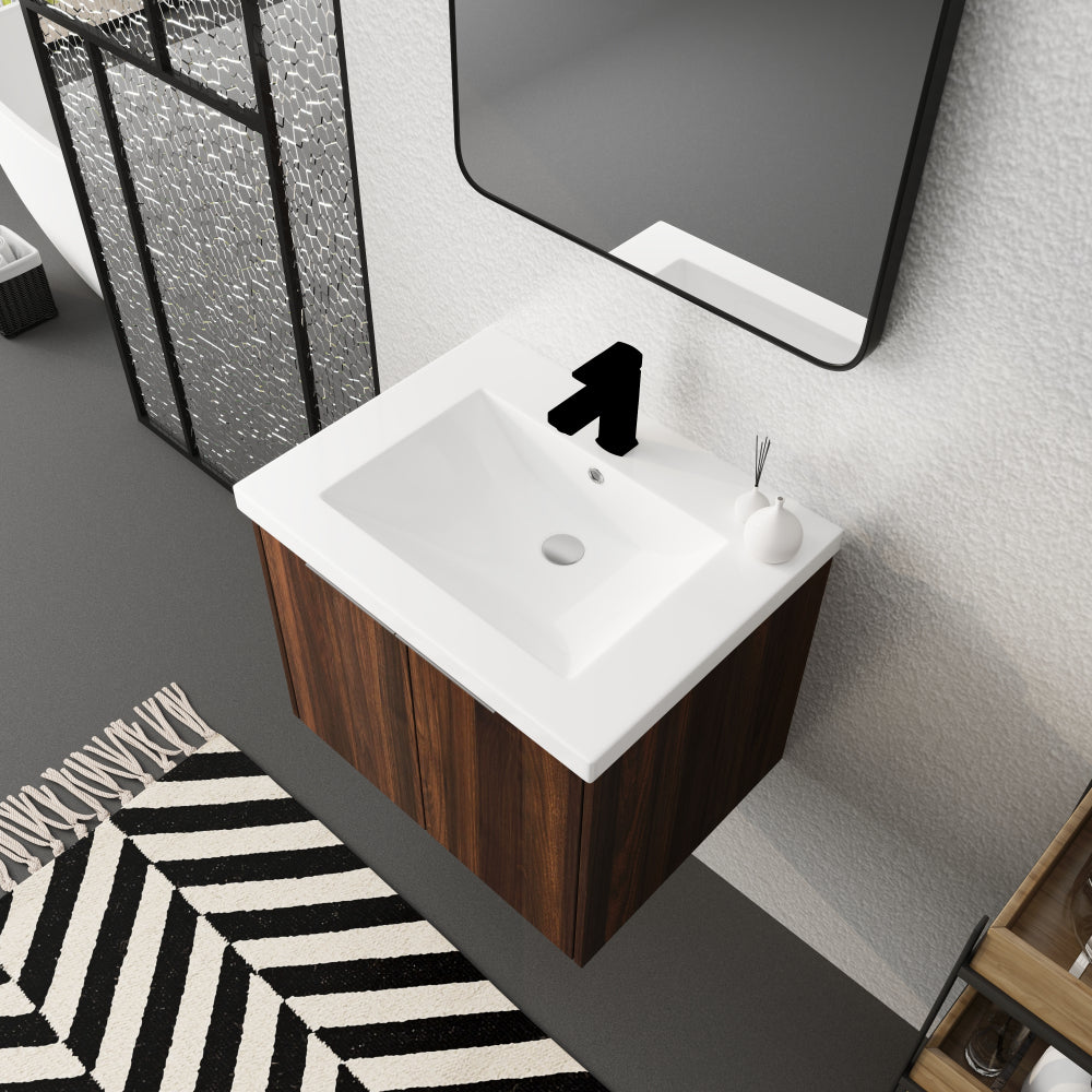 Bathroom Cabinet With Sink,Soft Close Doors,Float Mounting Design,24 Inch For Small Bathroom,24x18-00624CAW(KD-Packing)