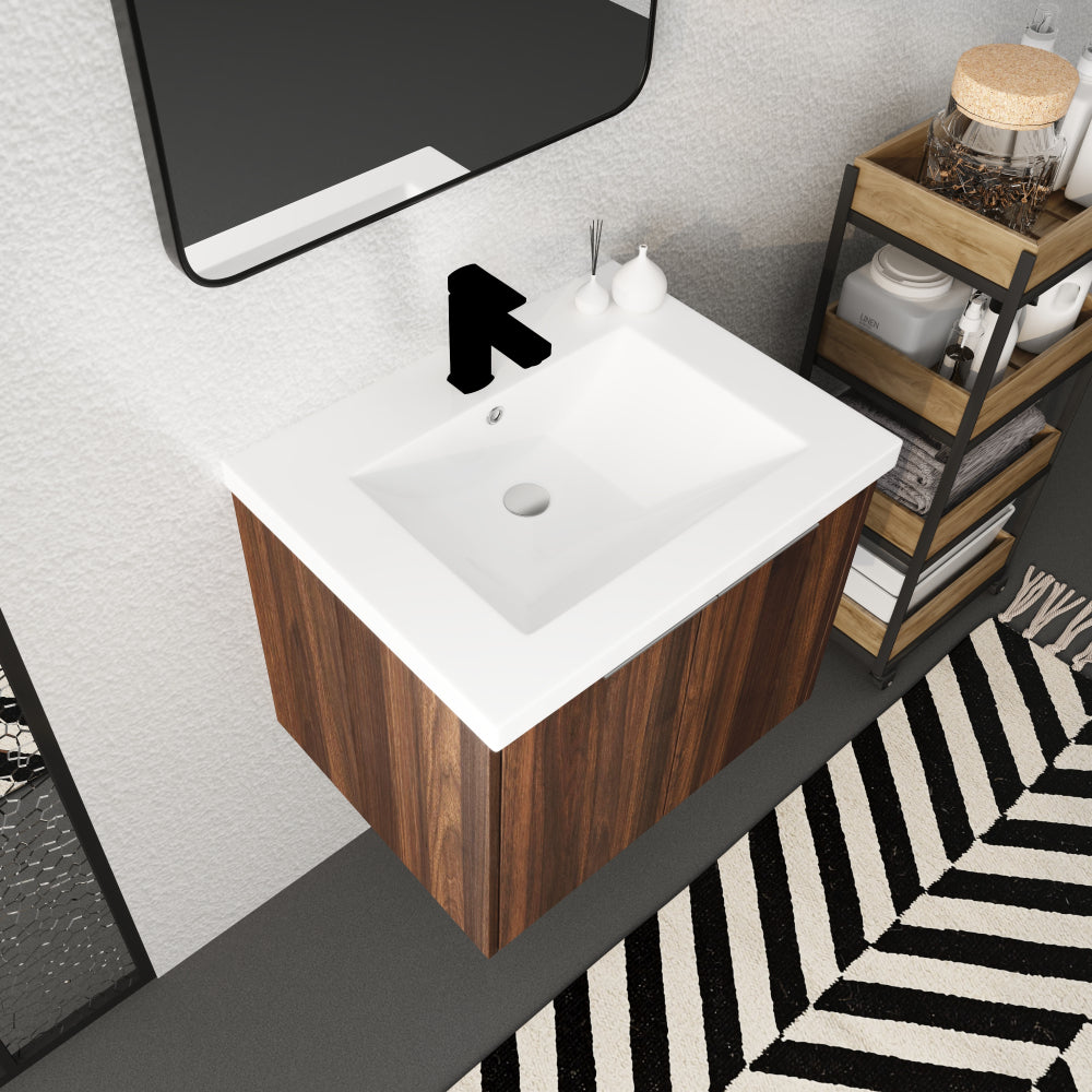 Bathroom Cabinet With Sink,Soft Close Doors,Float Mounting Design,24 Inch For Small Bathroom,24x18-00624CAW(KD-Packing)