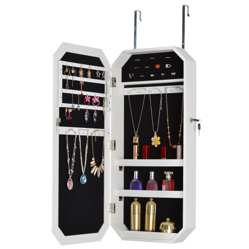 Full Mirror Octagon Fashion Simple Jewelry Storage Mirror Cabinet Can Be Hung On The Door Or Wall