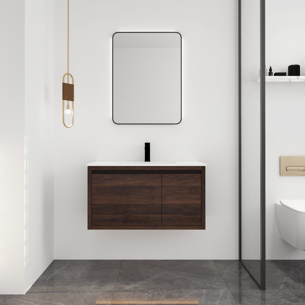 36 Inch Wall Mounted Bathroom Vanity With Gel Sink