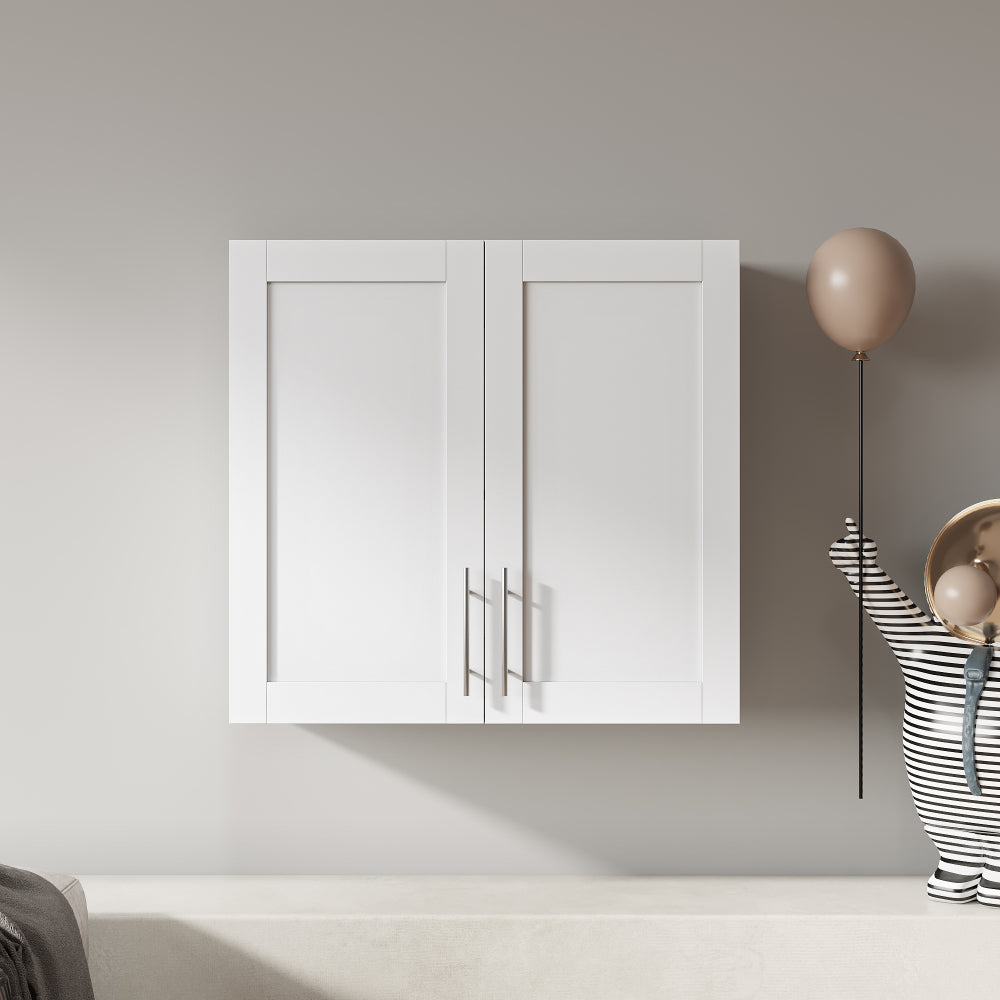 Bathroom Mirror Cabinet - Two Door Wall Cabinet Bathroom Vanity Mirror Cabinet with Facial Tissues Slot and Multifunctional Storage Area