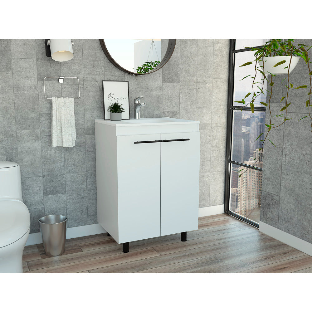 Sienna 2-Door Rectangle Freestanding Vanity Cabinet White