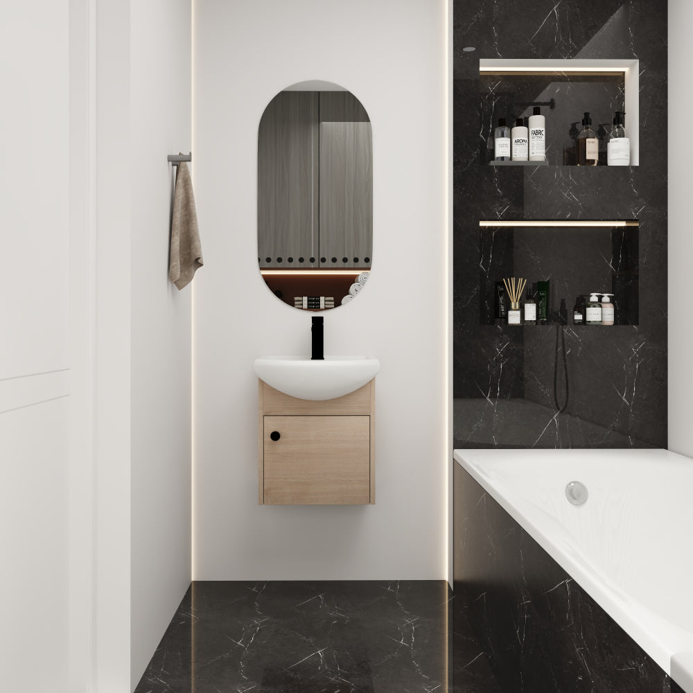 Freestanding 18 Inch Bathroom Vanity, Small Bathroom Vanity With Sink, Bathroom Vanity and Sink Combo (KD-PACKING)-G-BVB02218PLO