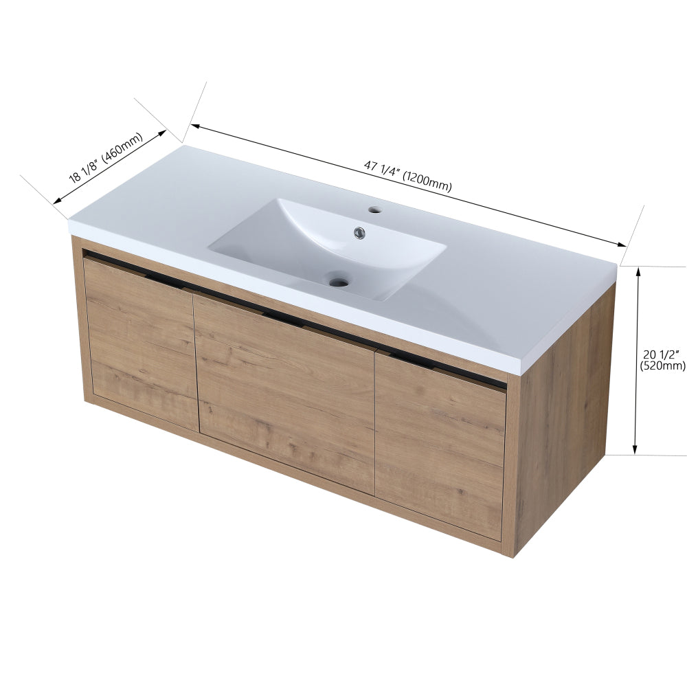 48 Inch Bathroom Cabinet With Sink,Soft Close Doors and Drawer,Float Mounting Design,48x18