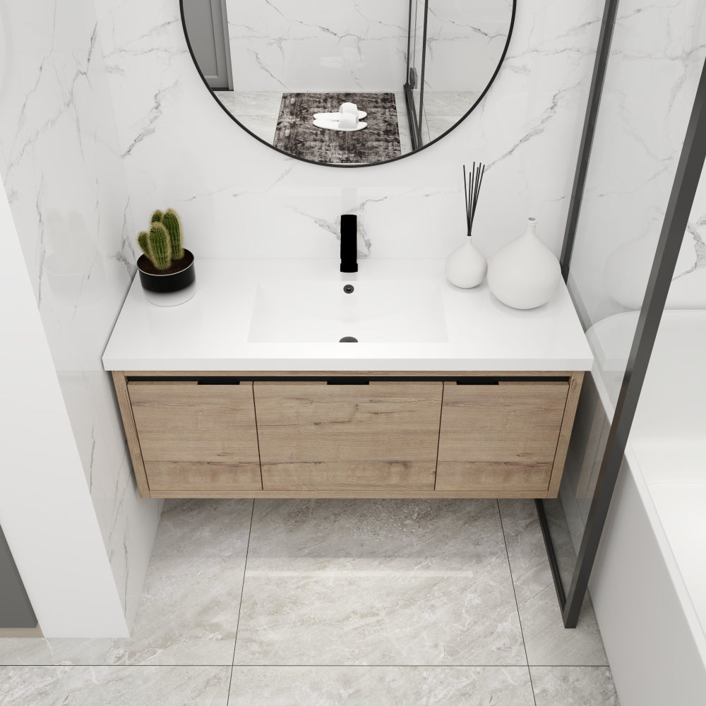 48 Inch Bathroom Cabinet With Sink,Soft Close Doors and Drawer,Float Mounting Design,48x18