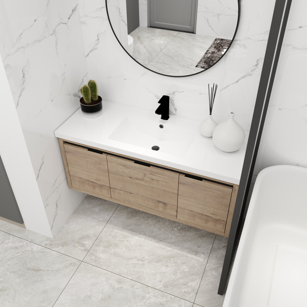 48 Inch Bathroom Cabinet With Sink,Soft Close Doors and Drawer,Float Mounting Design,48x18