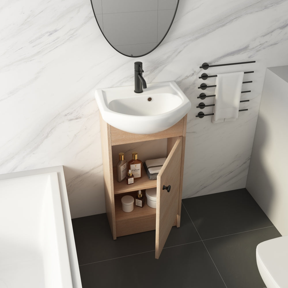 Freestanding 18 Inch Bathroom Vanity, Small Bathroom Vanity With Sink, Bathroom Vanity and Sink Combo (KD-PACKING)-G-BVB02218PLO