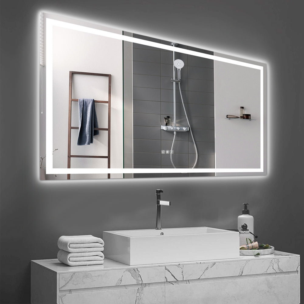 48" x 36" LED Bathroom Mirror with Anti-Fog and Touch Sensor – Modern Frameless Lighted Wall Mirror for Bathroom Vanity, Shower Room, or Dressing Area