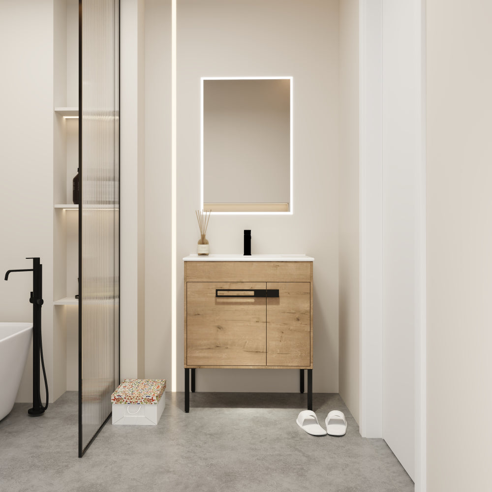 24 Inch Bathroom Vanity, Freestanding Bathroom Vanity or Floating is Optional Conversion-00324CG-1-G-BL9060B(KD-Packing)
