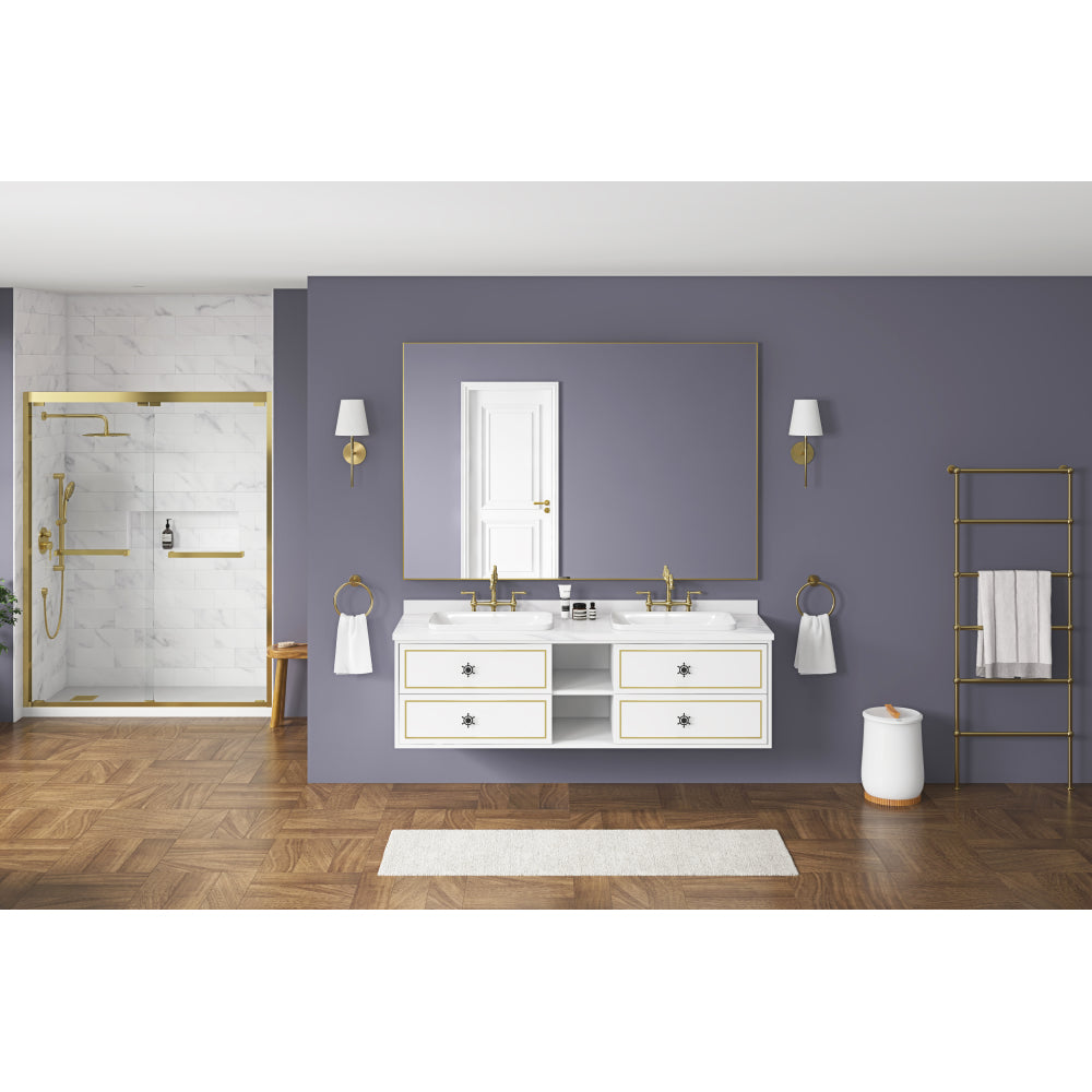 72in. W x 48in. H Metal Framed Bathroom Mirror for Wall, Rectangle Mirror, Bathroom Vanity Mirror Farmhouse, Anti-Rust, Hangs Horizontally