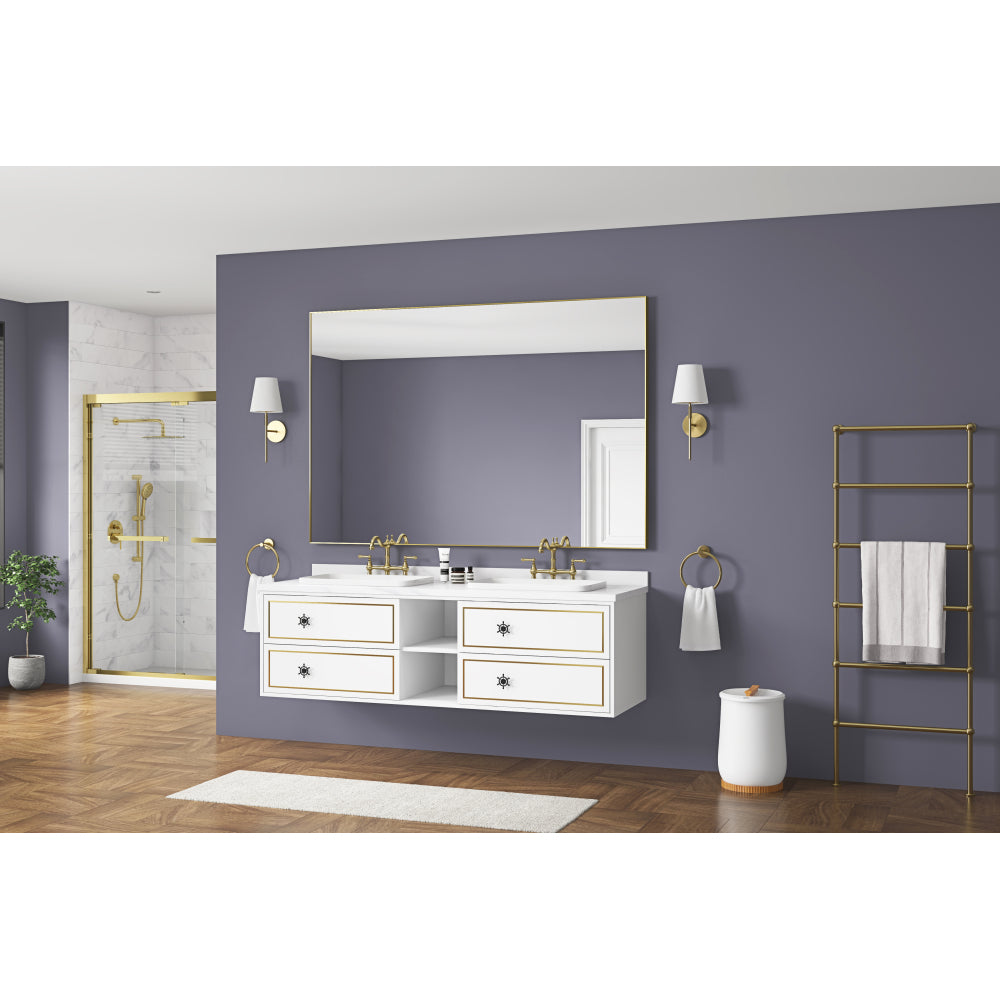 72in. W x 48in. H Metal Framed Bathroom Mirror for Wall, Rectangle Mirror, Bathroom Vanity Mirror Farmhouse, Anti-Rust, Hangs Horizontally