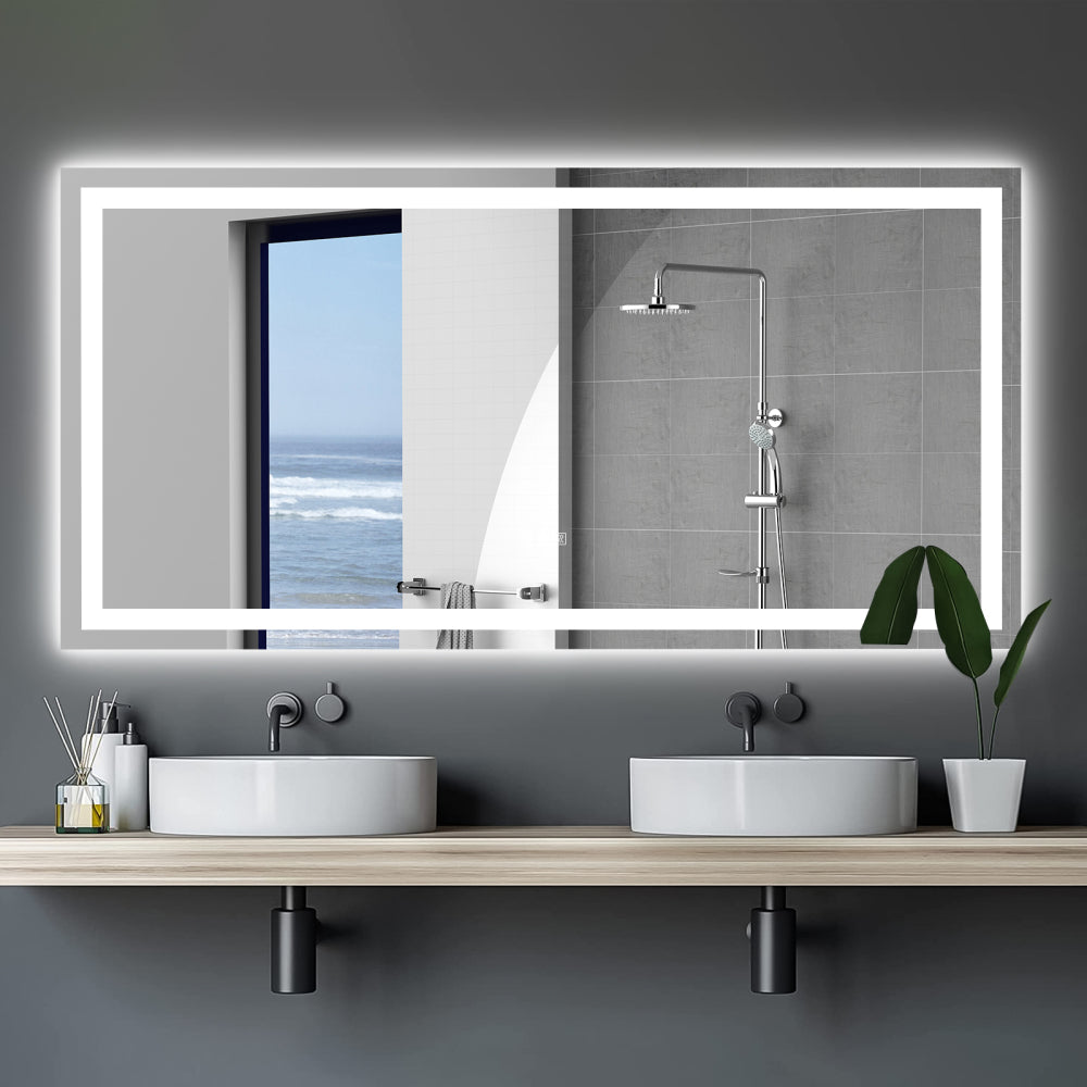 48" x 36" LED Bathroom Mirror with Anti-Fog and Touch Sensor – Modern Frameless Lighted Wall Mirror for Bathroom Vanity, Shower Room, or Dressing Area