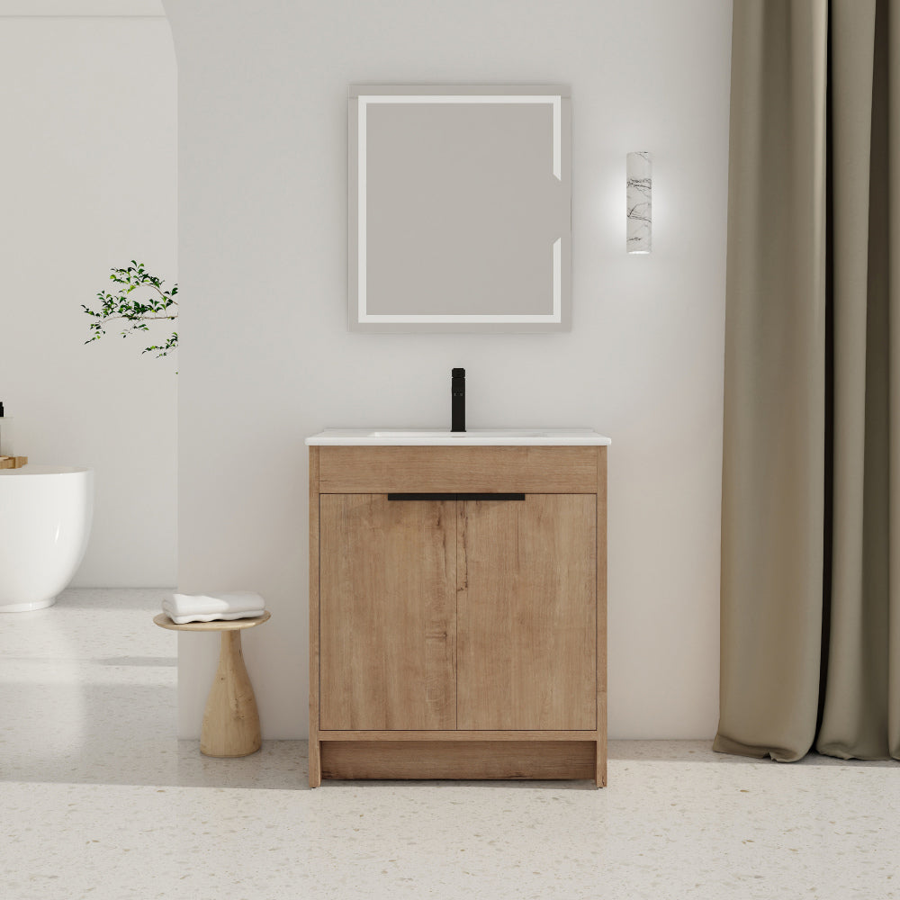 36" Freestanding Bathroom Vanity with White Ceramic Sink & 2 Soft-Close Cabinet Doors ((KD-PACKING),BVB02436IMO-F-BL9090B