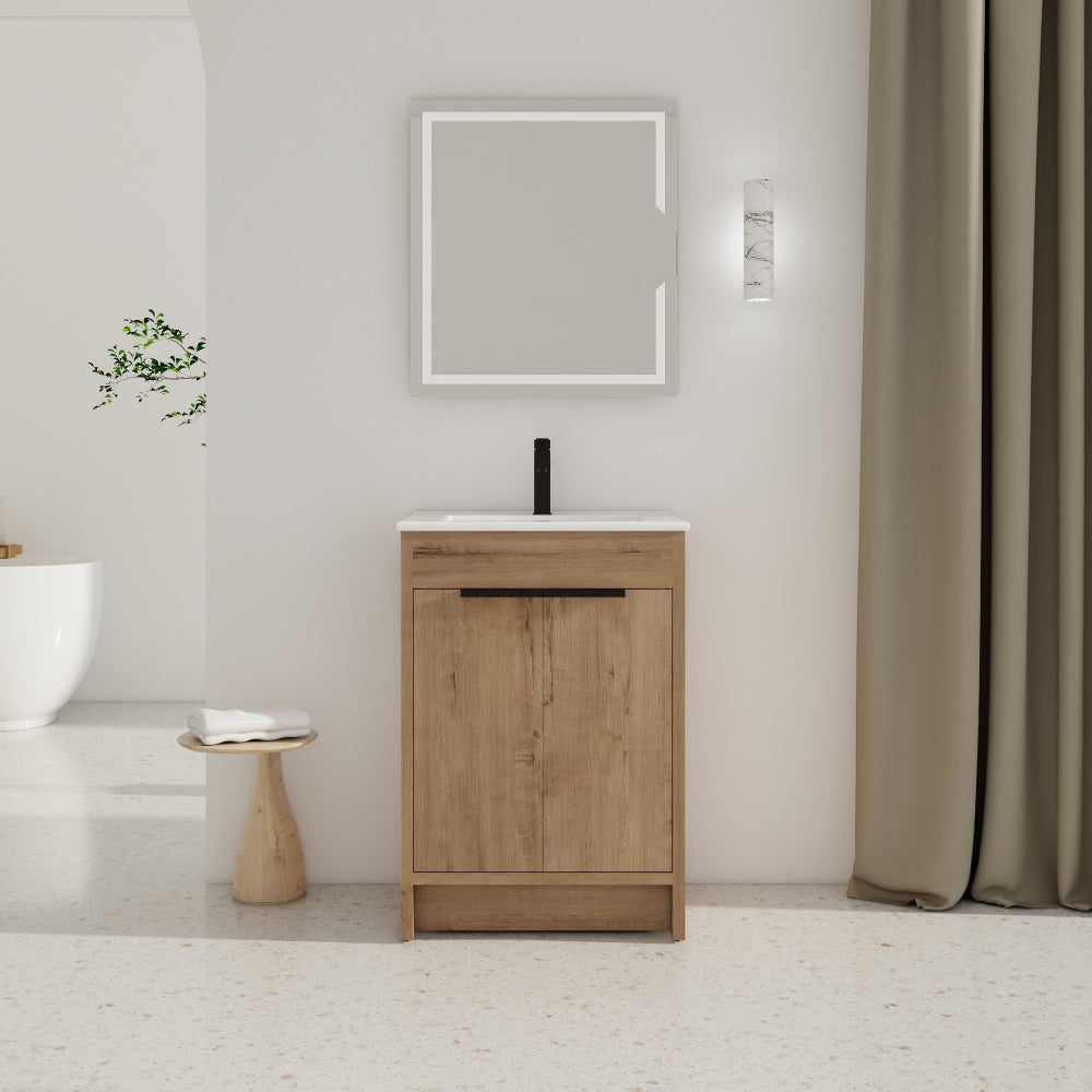 36" Freestanding Bathroom Vanity with White Ceramic Sink & 2 Soft-Close Cabinet Doors ((KD-PACKING),BVB02436IMO-F-BL9090B