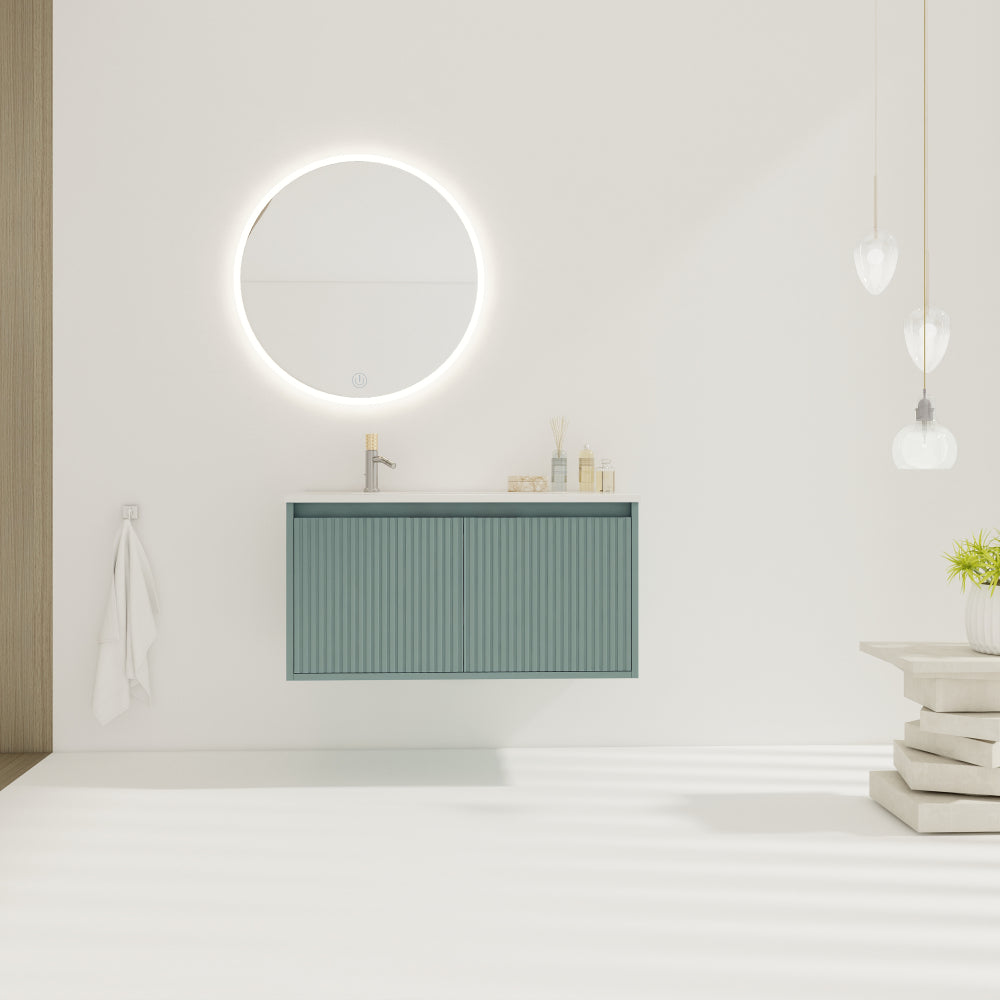 36" Floating Bathroom Vanity with Drop-Shaped Resin Sink