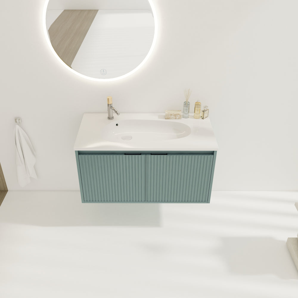 36" Floating Bathroom Vanity with Drop-Shaped Resin Sink