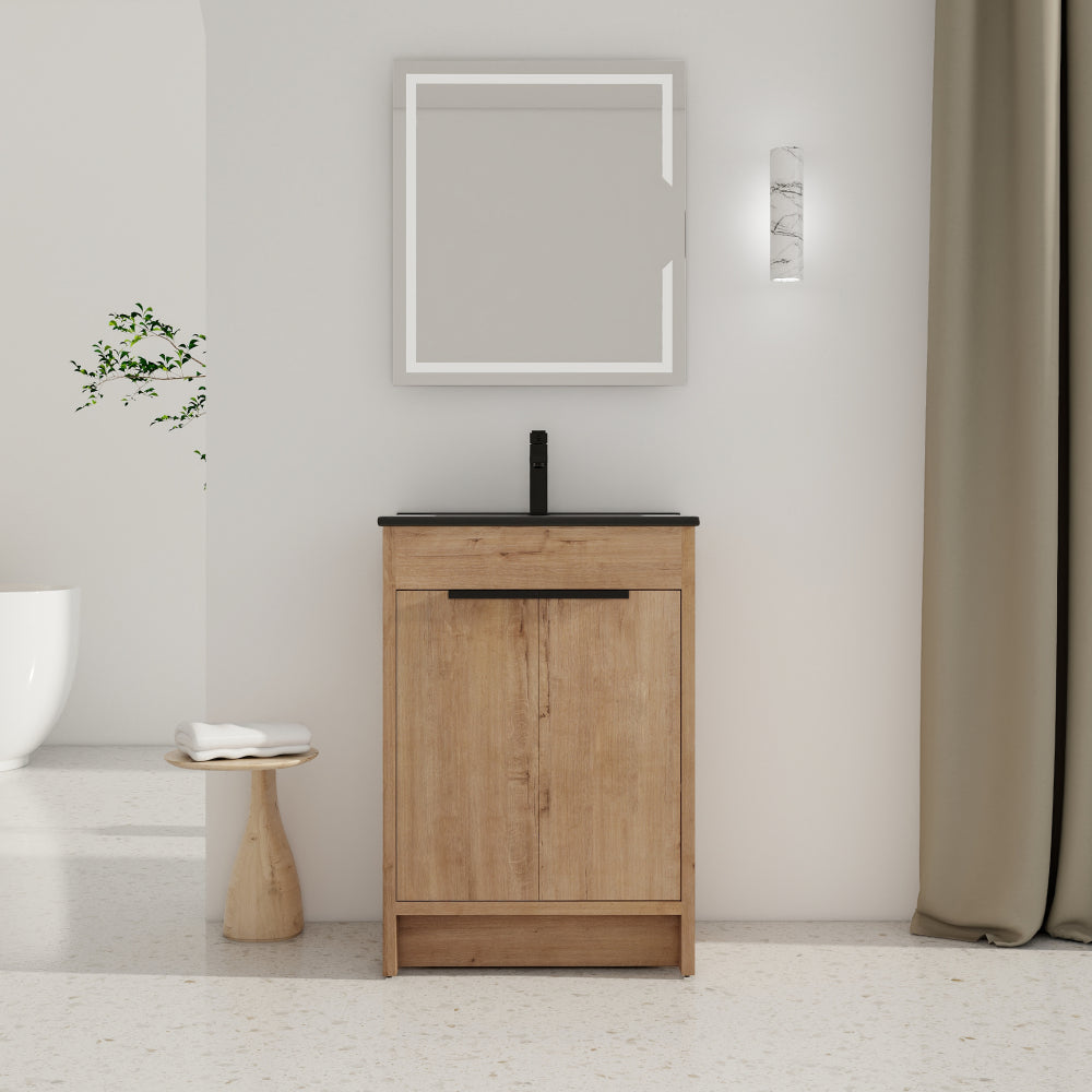 36" Freestanding Bathroom Vanity with White Ceramic Sink & 2 Soft-Close Cabinet Doors ((KD-PACKING),BVB02436IMO-F-BL9090B